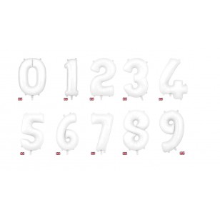 Shaped Matte White 34" Number Balloon 0-9 - Inflated